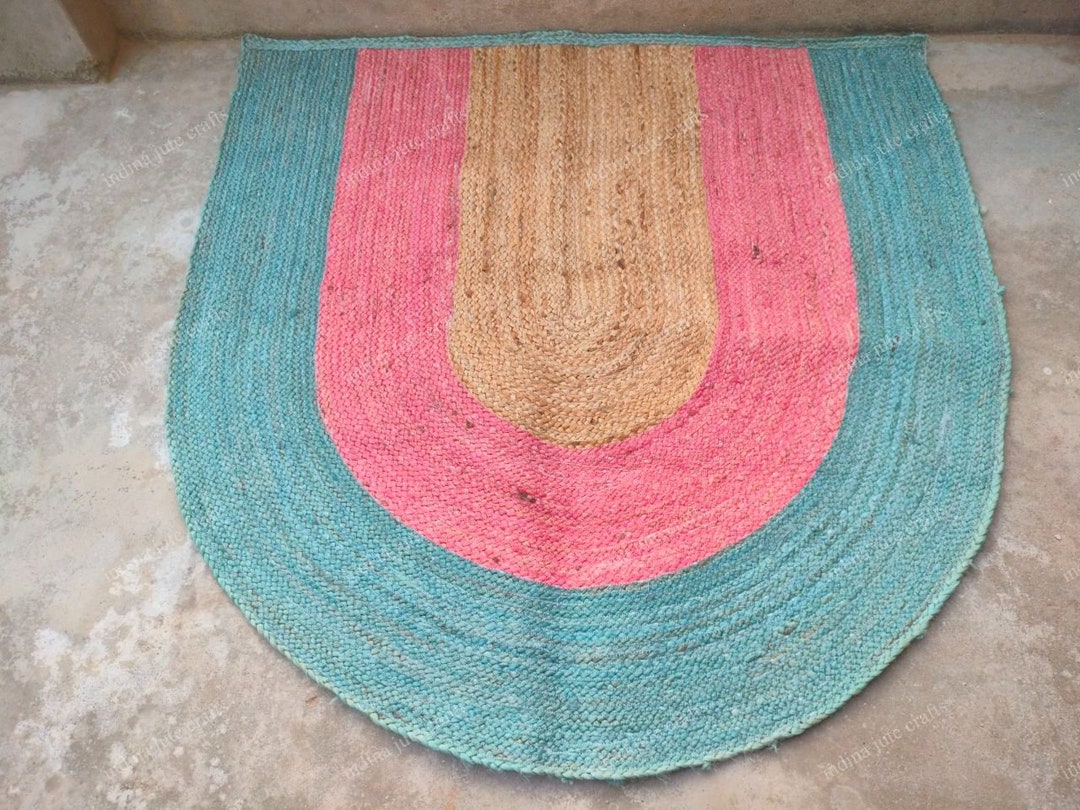 Half Circle Jute Doormat Indoor & Outdoor Jute Half Doormat Etsy