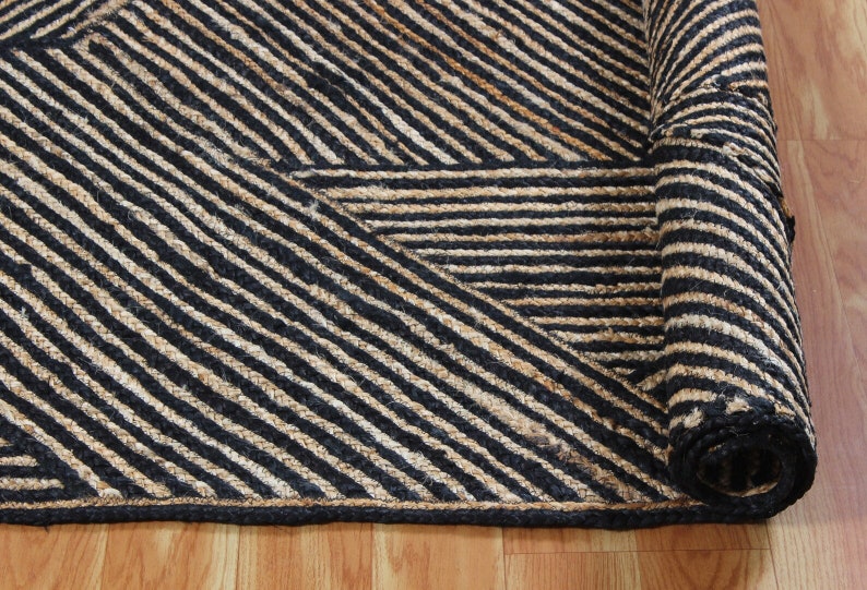 Jute Rug Braided Jute Runner /black Jute Runner/natural Jute Etsy