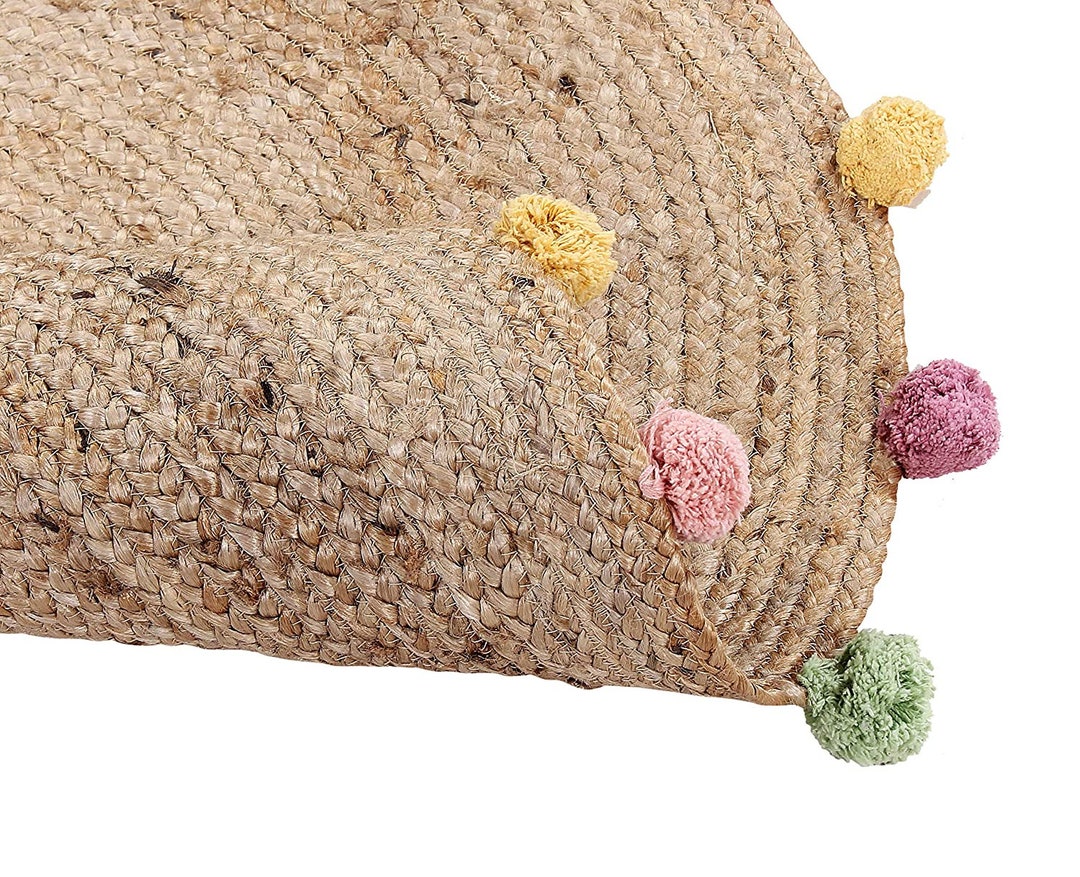 Round Box Jute Patten,black and White Round,natural Round Jute Rug ...