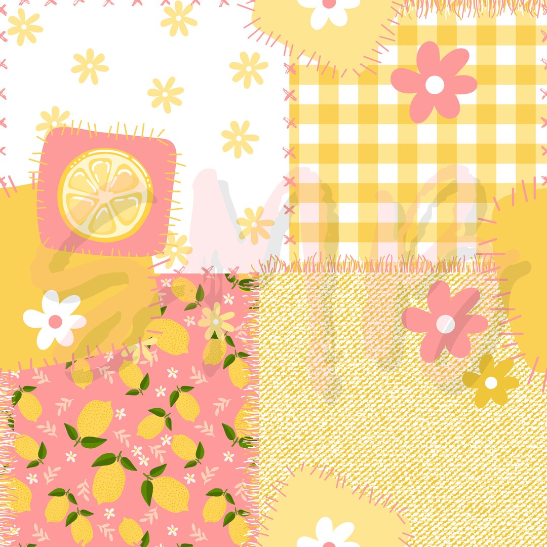 Lemon Floral Patchwork Seamless File - Etsy