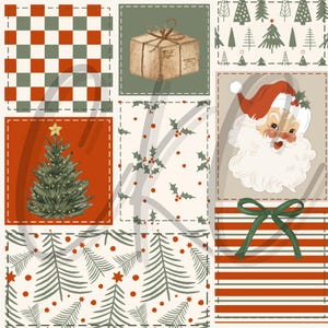 Vintage Santa Christmas Patchwork Seamless File