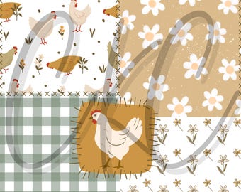 Chicken, Farm, Western Patchwork Seamless File