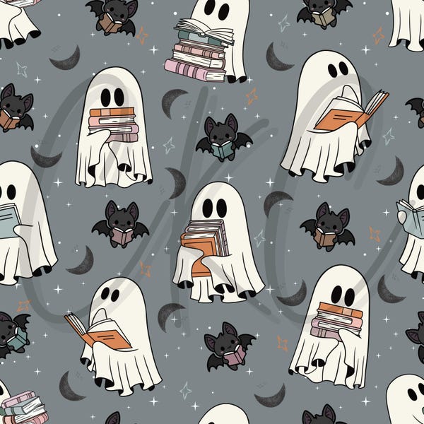 Bücherwurm Geist und Fledermäuse Halloween Seamless Datei
