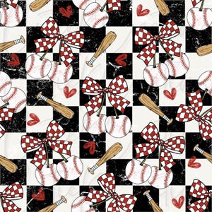 Baseball Checkered Coquette Bow Cherries Seamless File Collection