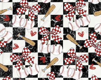 Baseball Checkered Coquette Bow Cherries Seamless File Collection