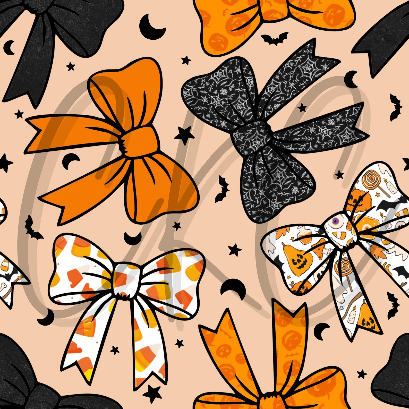 Halloween Coquette Bows Seamless Files Orange/black - Etsy