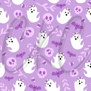 Cute Purple/Pink Halloween Ghost Seamless File Collection