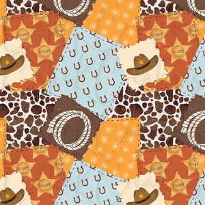 Cowboy Sheriff Farm Western Patchwork Sömlös Fil