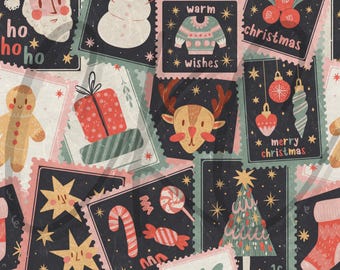 Vintage Christmas Stamps Seamless File - Seamless Pattern - Etsy