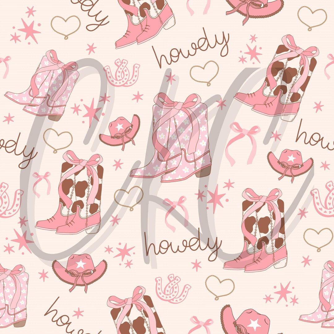 Cute Rodeo Print Cute Pink Rodeo Cowgirl Seamless File - Etsy
