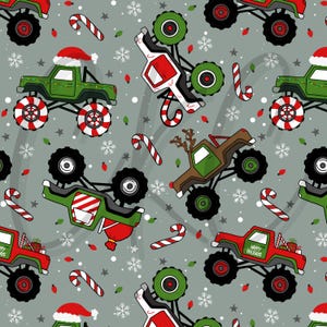 Hand Drawn Christmas Monster Trucks Seamless File