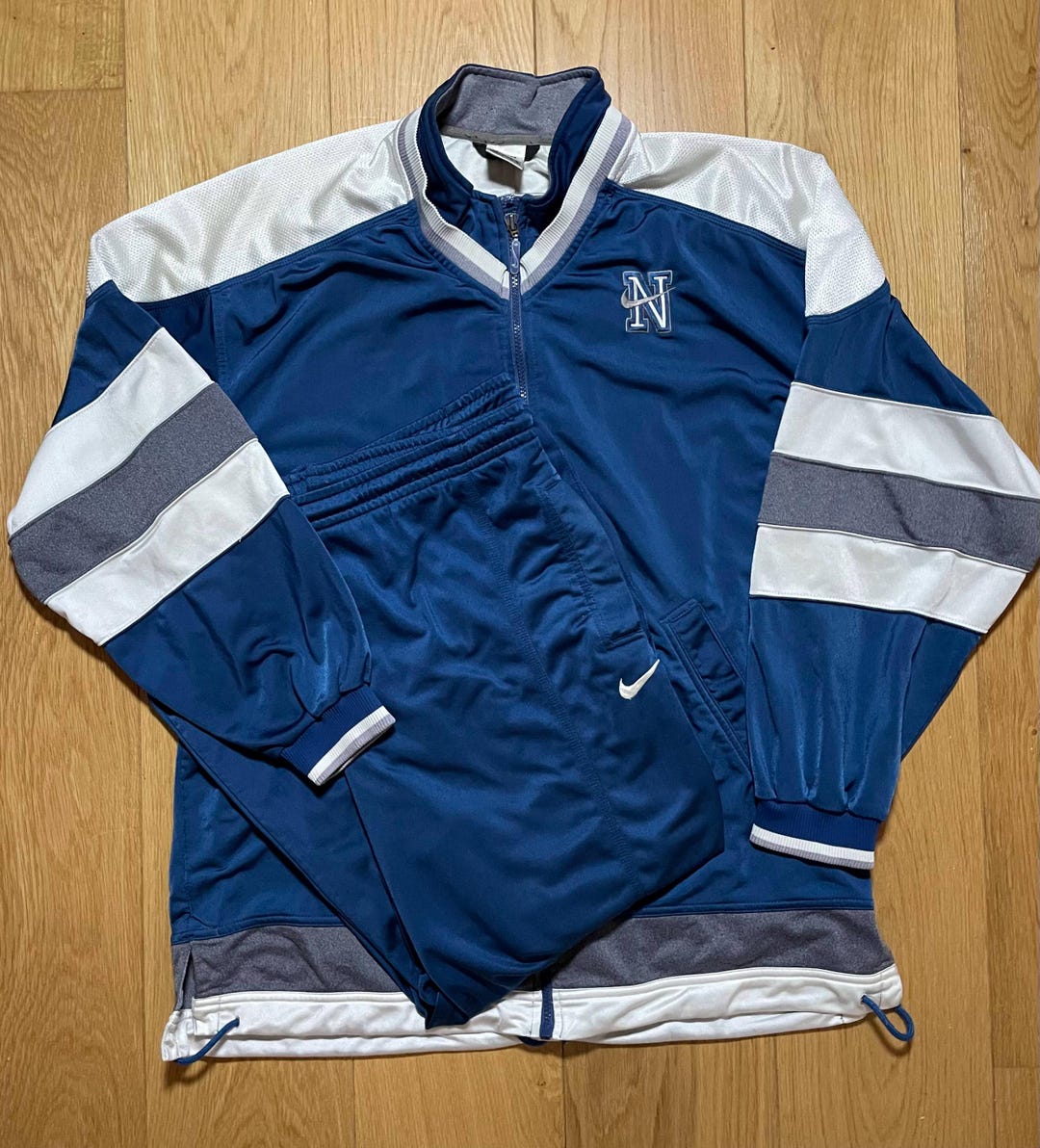 Vintage Nike Tracksuit Set Blue White 90s Athletic Mens Streetwear ...