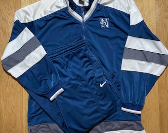 Vintage Nike trainingspak blauw wit jaren 90 atletische heren-streetwear groot