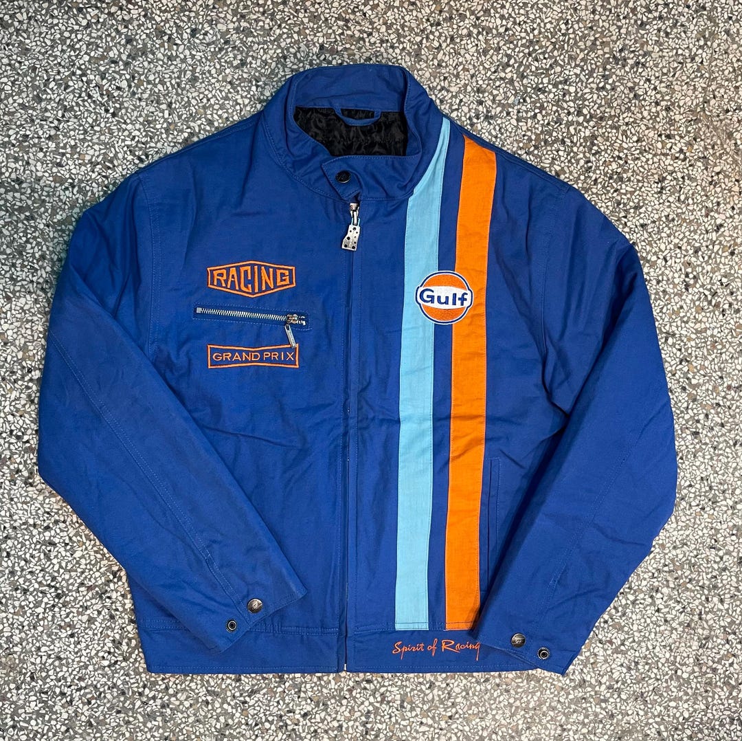 Vintage Gulf Racing Jacket Blue Motorsport Stripe Small - Etsy
