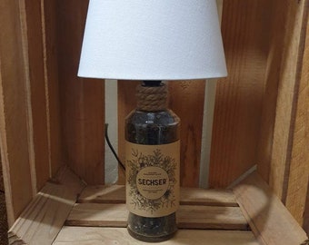 Sasse Sechser Herb Liqueur Lamp Bottle Gift Upcycling Table Lamp Bottle Lamp Lamp Bottle