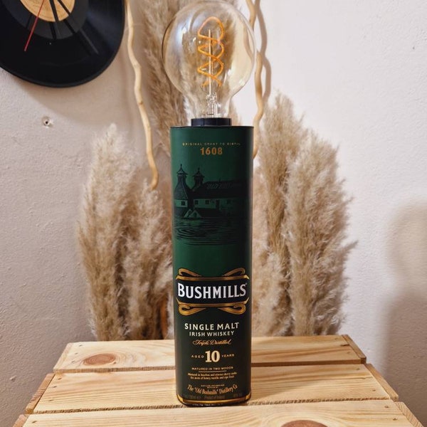 Bushmills  Single Malt Scotch Whisky Lampe Flasche Geschenk Upcycling Tischlampe Dosenlampe