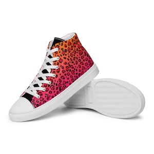 Trippin&#39; Leopard - Men’s high top canvas shoes, high top sneakers, high tops, high top shoes, animal print canvas shoes
