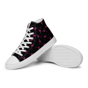 Midnight Flamingo Women’s high top canvas shoes, high top sneakers, high tops, high top shoes, animal print canvas shoes
