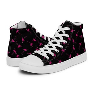 Midnight Flamingo Men’s high top canvas shoes, high top sneakers, high tops, high top shoes, animal print canvas shoes