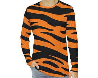 Oranje Tijgerstreep-shirt heren met lange mouwen: voetbalfankleding