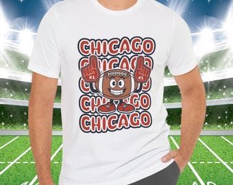 Camiseta de Chicago con gráfico de fútbol, camiseta retro de mascota, colores del equipo