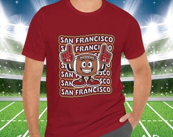 Camiseta de San Francisco con gráfico de fanático del fútbol, camiseta retro de mascota