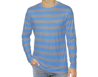 Men's Blue & Gray Striped Long Sleeve T-Shirt Light Blue Striped Shirt