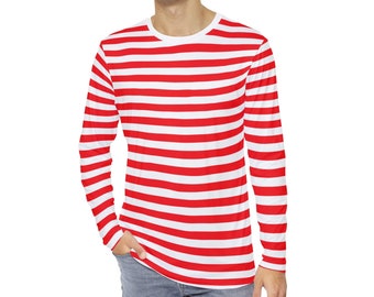 Rot-weiß gestreiftes T-Shirt Langarm rot gestreiftes T-Shirt Herren gestreiftes Hemd Geschenk für Ihn