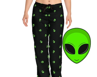 Green Alien Pajama Pants: Women's Soft Jersey Loungewear