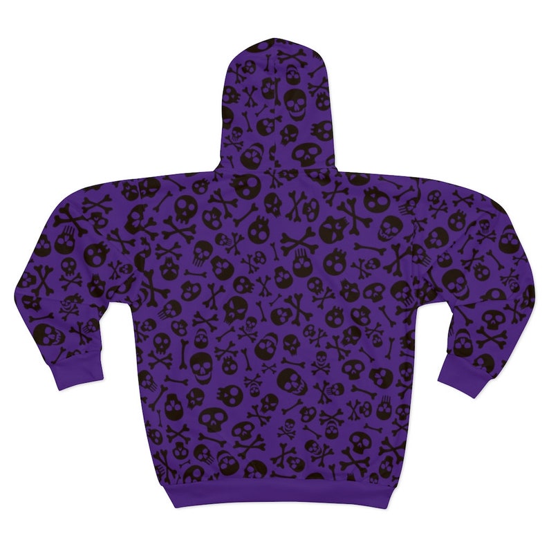 Skull & Bones Purple Zip Hoodie: Gothic Halloween Jacket image 4