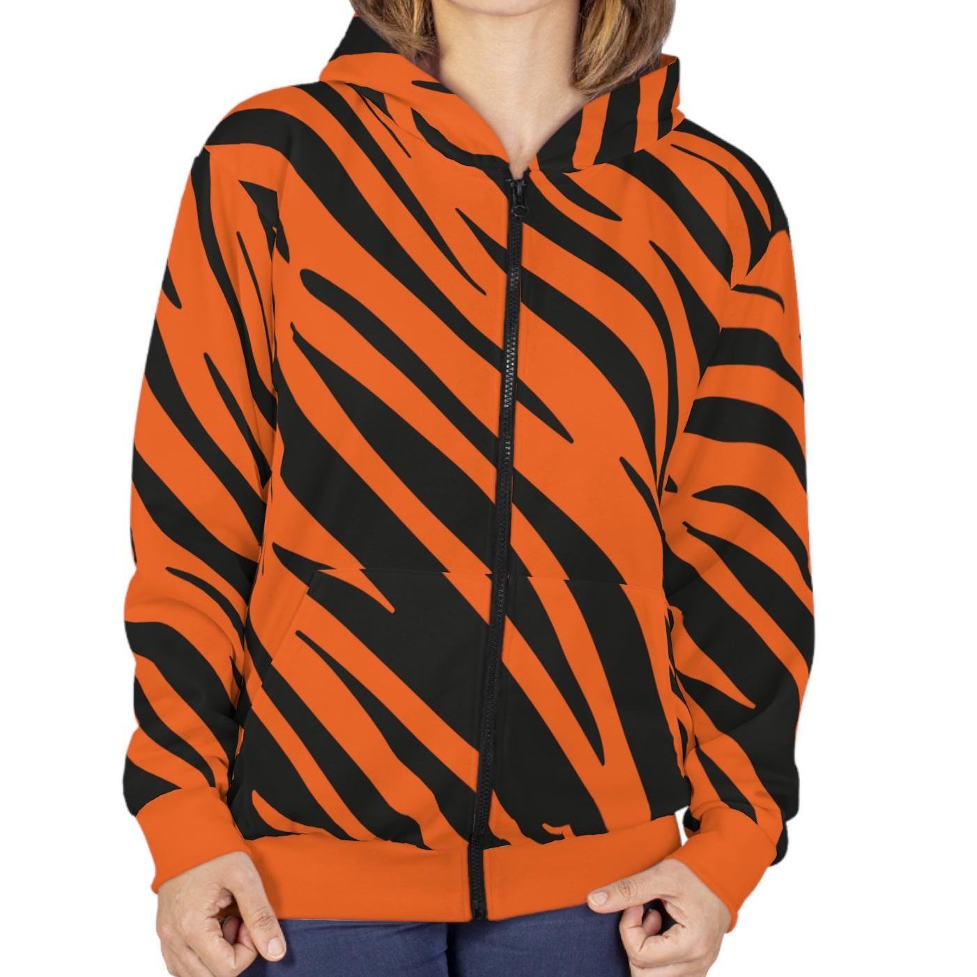 Bengal Tiger Striped Zip Hoodie: Orange & Black Jacket - Etsy