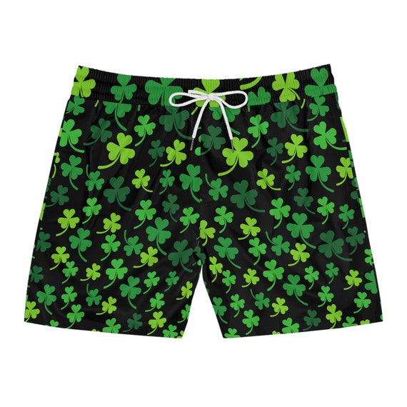 Green Clover Leaf Swim Trunks Shamrock Swim Shorts St. Patrick s