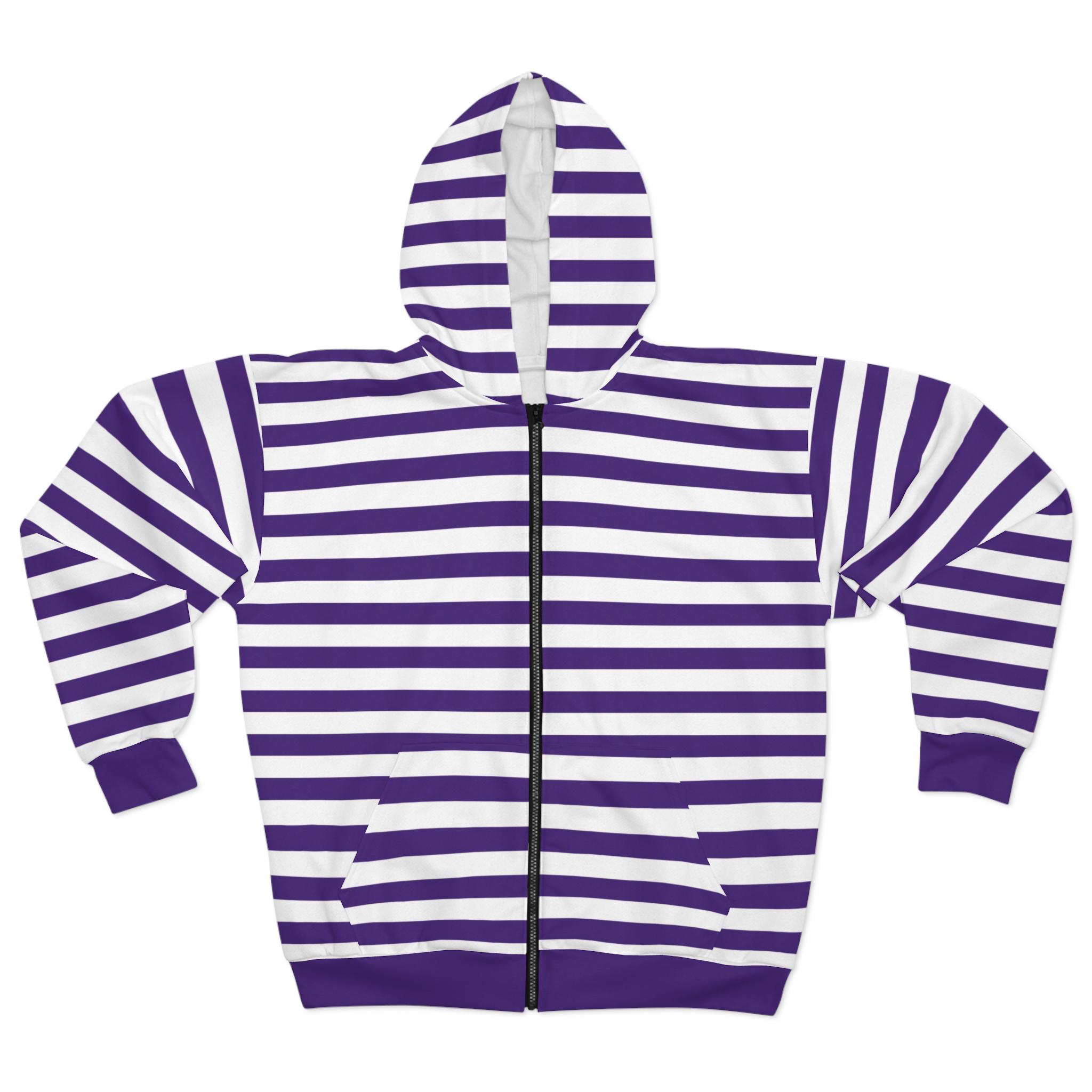 Purple Striped Zip Hoodie, Retro Team Colors Jacket - Etsy