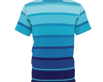Camiseta de rayas azules: estilo universitario retro AOP