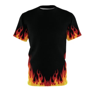 Camiseta Flame: Estampado de fuego rojo y negro por todas partes