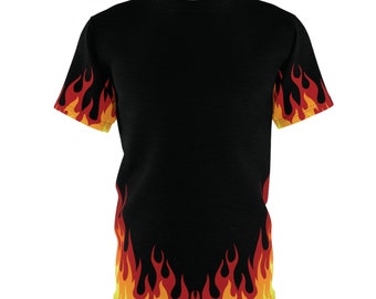 Camiseta Flame: Estampado de fuego rojo y negro por todas partes