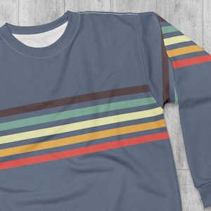 Retro Striped Sweatshirt Sunset Stripe Sweater Cozy Sweatshirt Minimalist Sweatshirt Unisex Long Sleeve Striped Sweatshirt