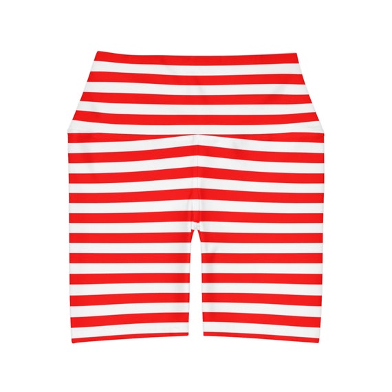 High waisted red deals and white striped shorts