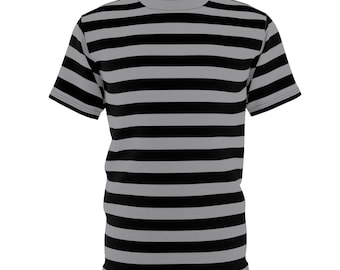 Gray & Black Striped T-Shirt: Gothic Emo Style