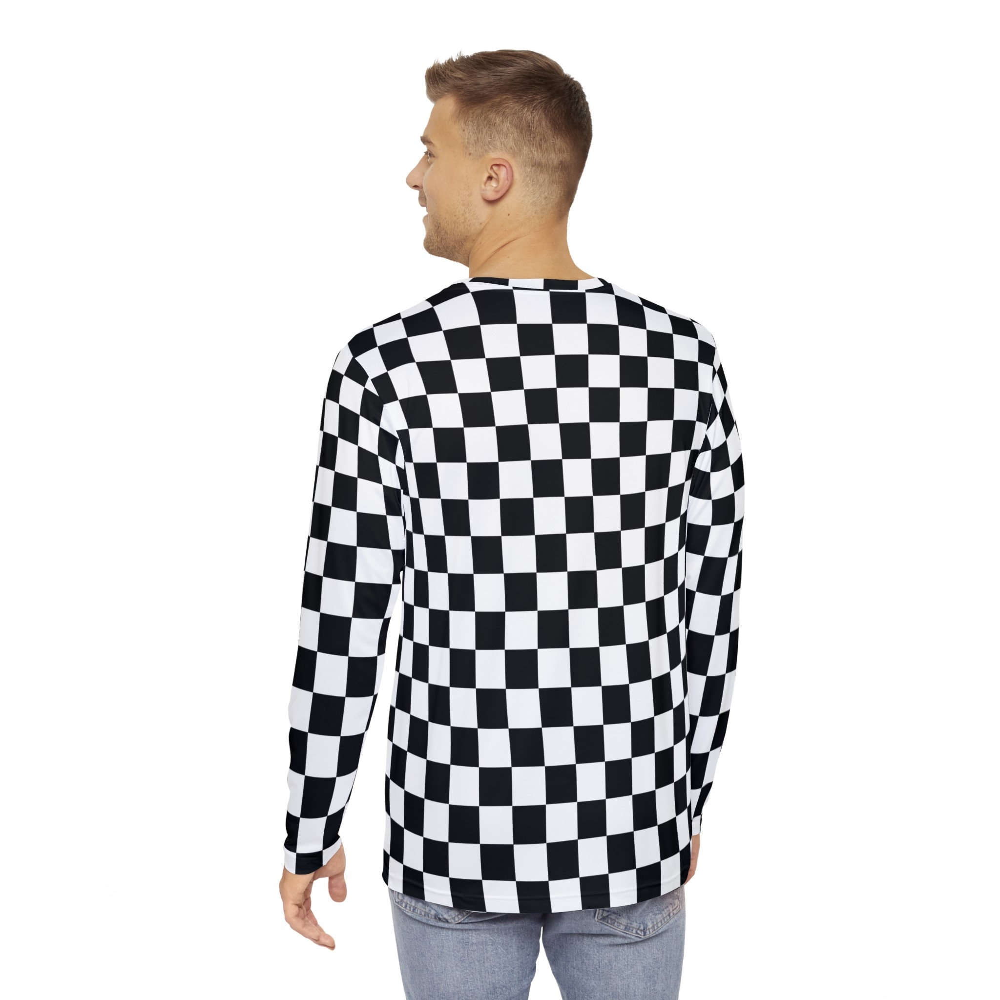 Checkerboard Long Sleeve T-shirt: Black & White Checkered Shirt - Etsy