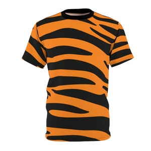 T-shirt orange à rayures tigre : t-shirt Bengal à imprimé intégral