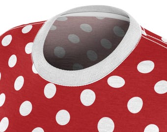 赤い水玉模様のレディースTシャツ：レトロスタイル - Etsy 日本