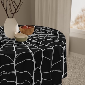 Spiderweb Tablecloth: Gothic Black & White Home Decor (55.1" Square)