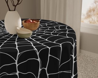 Spiderweb Tablecloth: Gothic Black & White Home Decor (55.1" Square)