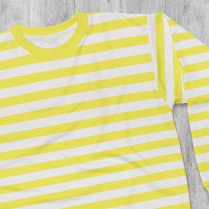 Felpa a righe gialle e bianche, felpa a righe universitarie, maglione a righe gialle e bianche, felpa a maniche lunghe alla moda anni &#39;80