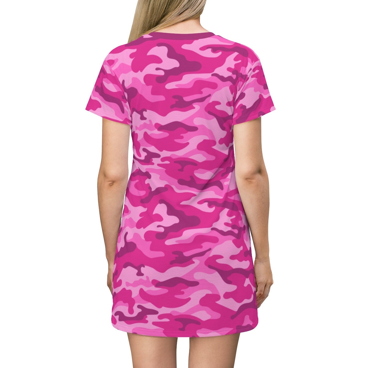 Camo Print Pink Camo T Shirt Dress Pink Camo T-shirt Dress: Women's Short  Sleeve Loungewear UK