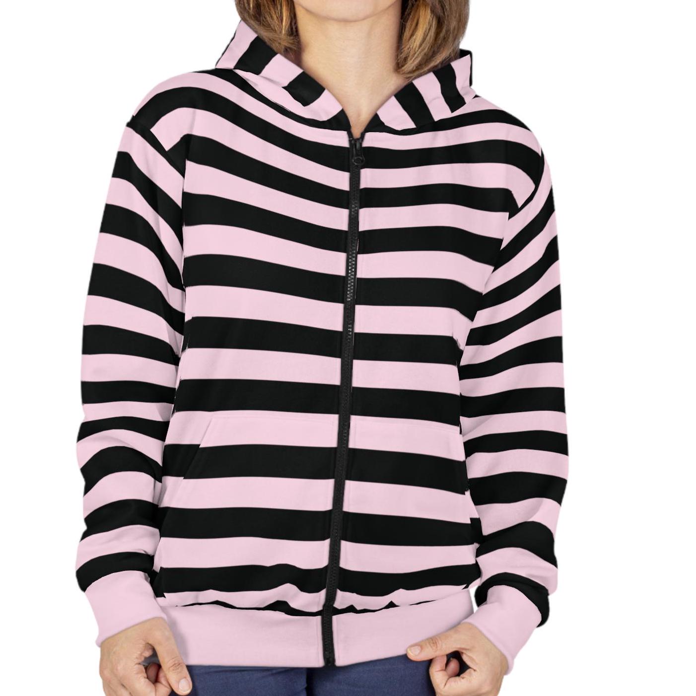 Pink & Black Striped Zip Hoodie - Girly Punk Jacket - Etsy