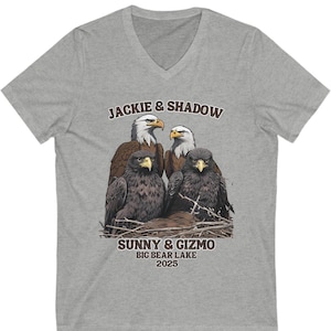Big Bear Lake Bald Eagles V-Neck T-Shirt: Jackie & Shadow Design