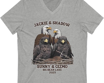 Big Bear Lake Bald Eagles V-Neck T-Shirt: Jackie & Shadow Design