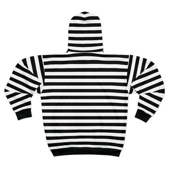 Black & White Striped Zip Hoodie: Y2K Emo Punk Jacket - Etsy